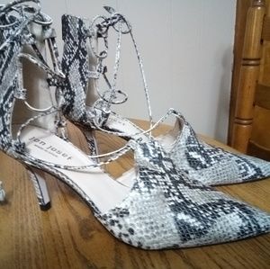 Jon Josef "The Plum" Snakeskin Lace Up High Heel